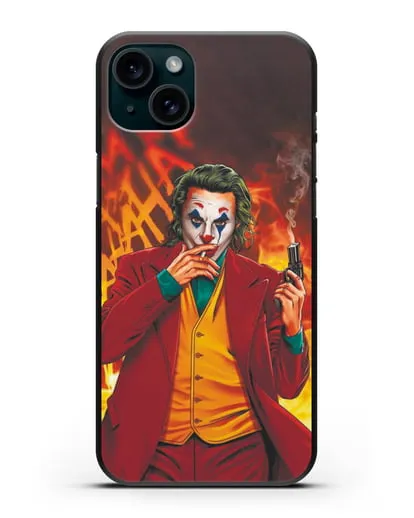 Чехол Джокер (Joker) с пистолетом силиконовый для iPhone 15 Plus