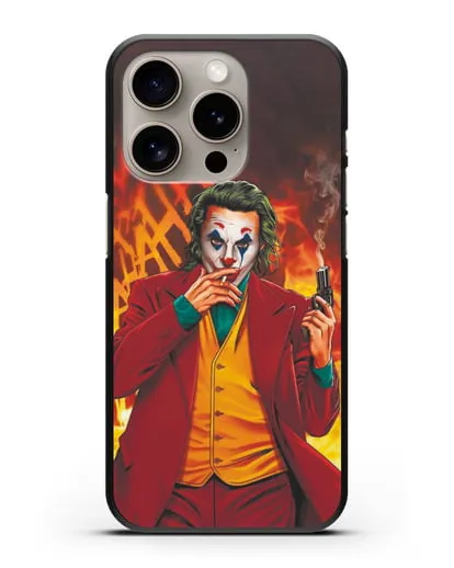 Чехол Джокер (Joker) с пистолетом силиконовый для iPhone 15 Pro