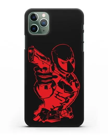 Чехол Дедпул (DeadPool) с пистолетом силиконовый для iPhone 11 Pro