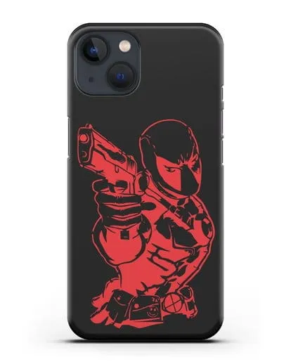 Чехол Дедпул (DeadPool) с пистолетом силиконовый для iPhone 13 Mini