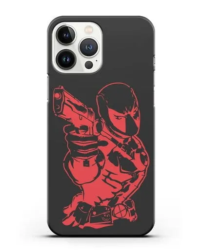 Чехол Дедпул (DeadPool) с пистолетом силиконовый для iPhone 13 Pro Max