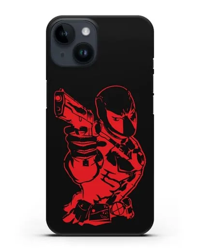 Чехол Дедпул (DeadPool) с пистолетом силиконовый для iPhone 14