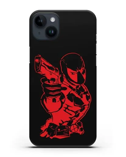 Чехол Дедпул (DeadPool) с пистолетом силиконовый для iPhone 14 Plus
