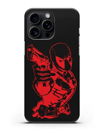 Чехол Дедпул (DeadPool) с пистолетом силиконовый для iPhone 15 Pro Max