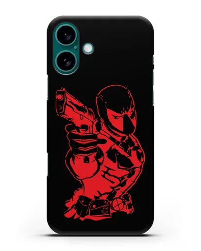 Чехол Дедпул (DeadPool) с пистолетом силиконовый для iPhone 16 Plus