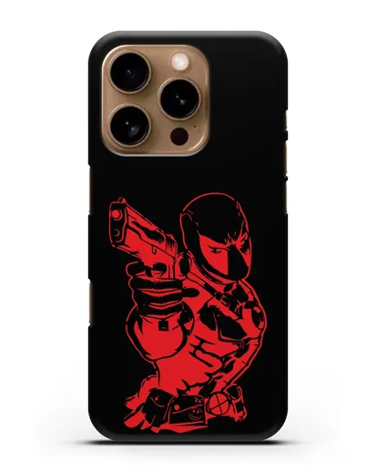 Чехол Дедпул (DeadPool) с пистолетом силиконовый для iPhone 16 Pro