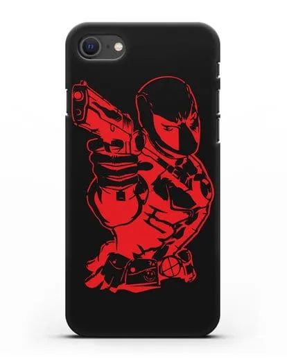 Чехол Дедпул (DeadPool) с пистолетом силиконовый для iPhone SE 2020