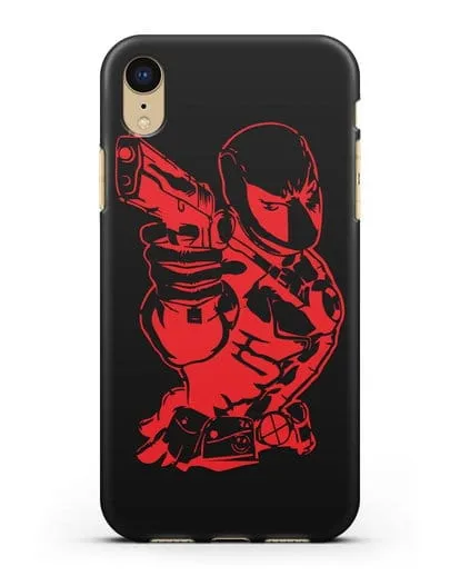 Чехол Дедпул (DeadPool) с пистолетом силиконовый для iPhone XR