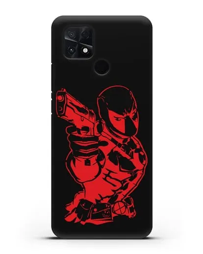 Чехол Дедпул (DeadPool) с пистолетом силиконовый для Xiaomi Poco C40