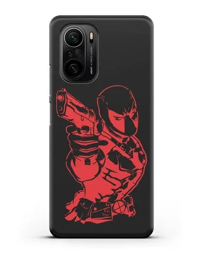 Чехол Дедпул (DeadPool) с пистолетом силиконовый для Xiaomi Poco F3