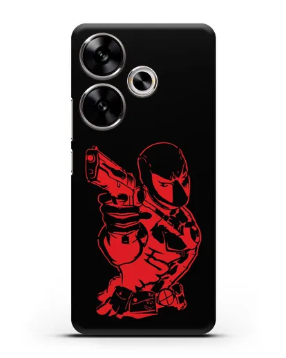 Чехол Дедпул (DeadPool) с пистолетом силиконовый для Xiaomi Poco F6