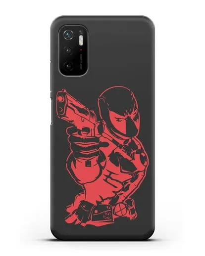 Чехол Дедпул (DeadPool) с пистолетом силиконовый для Xiaomi Poco M3 Pro
