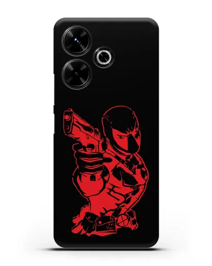 Чехол Дедпул (DeadPool) с пистолетом силиконовый для Xiaomi Poco M6