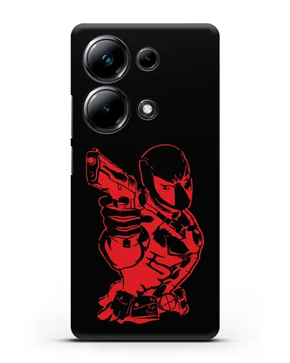 Чехол Дедпул (DeadPool) с пистолетом силиконовый для Xiaomi Poco M6 Pro