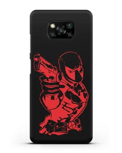Чехол Дедпул (DeadPool) с пистолетом силиконовый для Xiaomi Poco X3