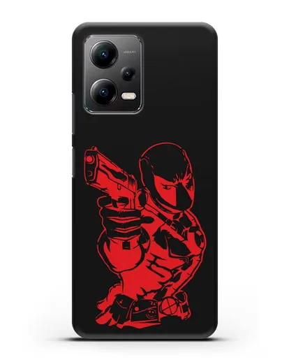 Чехол Дедпул (DeadPool) с пистолетом силиконовый для Xiaomi Poco X5