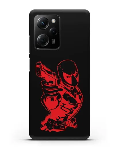 Чехол Дедпул (DeadPool) с пистолетом силиконовый для Xiaomi Poco X5 Pro
