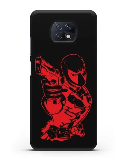 Чехол Дедпул (DeadPool) с пистолетом силиконовый для Xiaomi Redmi Note 9T