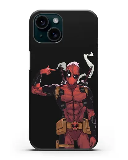 Чехол Дедпул (DeadPool) стреляет силиконовый для iPhone 15