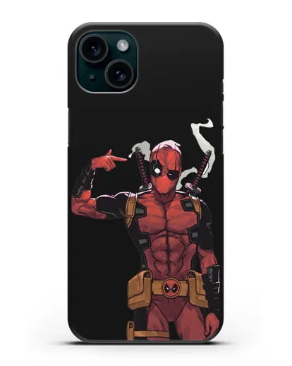 Чехол Дедпул (DeadPool) стреляет силиконовый для iPhone 15 Plus