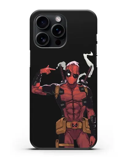 Чехол Дедпул (DeadPool) стреляет силиконовый для iPhone 15 Pro Max