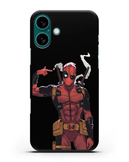 Чехол Дедпул (DeadPool) стреляет силиконовый для iPhone 16 Plus