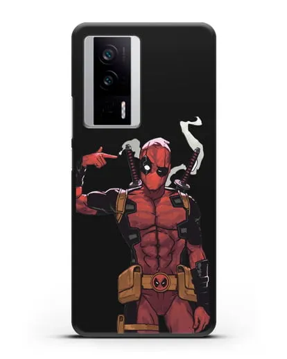 Чехол Дедпул (DeadPool) стреляет силиконовый для Xiaomi Poco F5 Pro