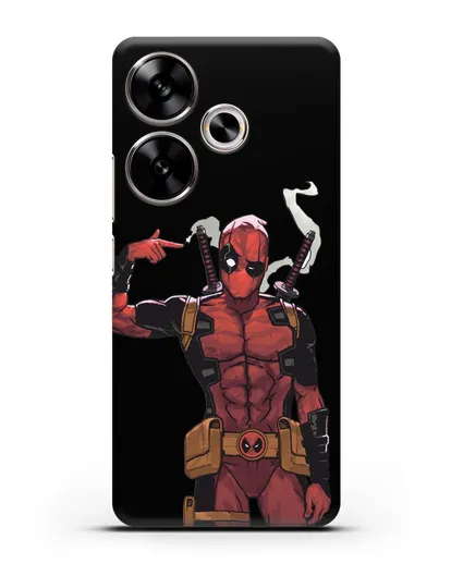 Чехол Дедпул (DeadPool) стреляет силиконовый для Xiaomi Poco F6