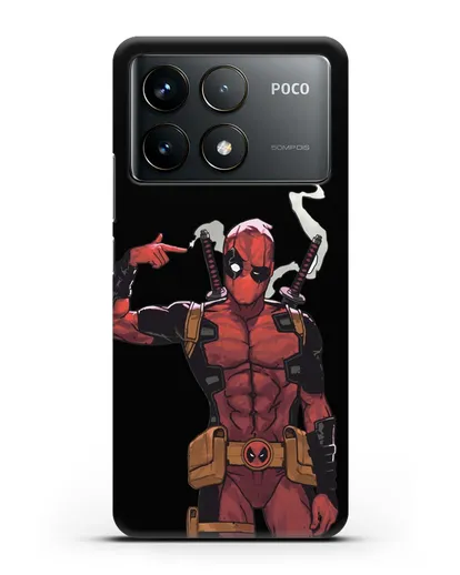Чехол Дедпул (DeadPool) стреляет силиконовый для Xiaomi Poco F6 Pro