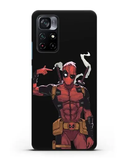 Чехол Дедпул (DeadPool) стреляет силиконовый для Xiaomi Poco M4 Pro 5G