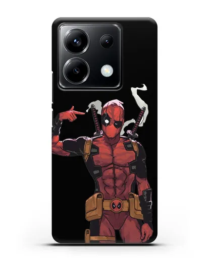 Чехол Дедпул (DeadPool) стреляет силиконовый для Xiaomi Poco X6