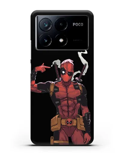 Чехол Дедпул (DeadPool) стреляет силиконовый для Xiaomi Poco X6 Pro