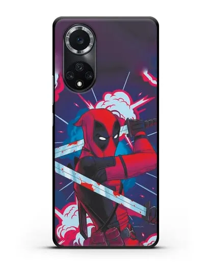 Чехол Дедпул (DeadPool) с катанами силиконовый для Huawei Nova 9