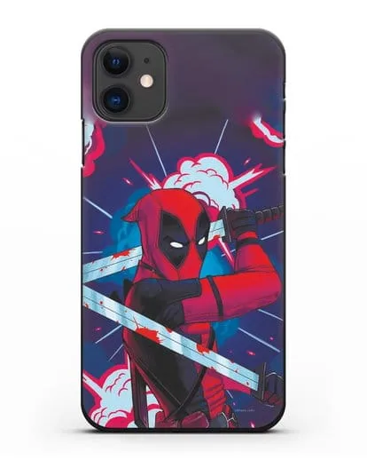 Чехол Дедпул (DeadPool) с катанами силиконовый для iPhone 11