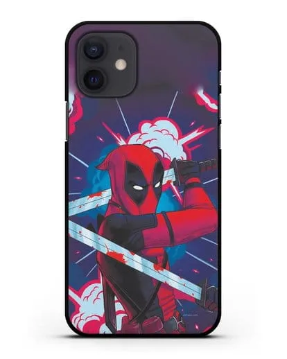 Чехол Дедпул (DeadPool) с катанами силиконовый для iPhone 12