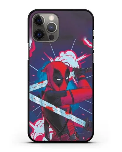 Чехол Дедпул (DeadPool) с катанами силиконовый для iPhone 12 Pro
