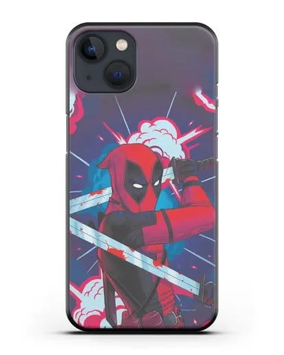 Чехол Дедпул (DeadPool) с катанами силиконовый для iPhone 13