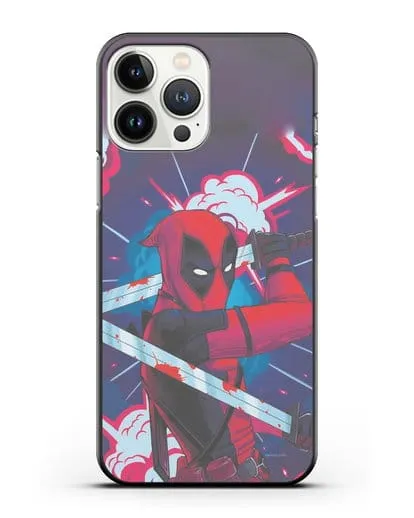 Чехол Дедпул (DeadPool) с катанами силиконовый для iPhone 13 Pro Max