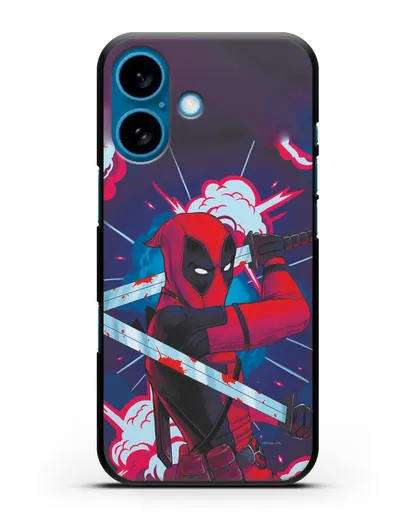 Чехол Дедпул (DeadPool) с катанами силиконовый для iPhone 16