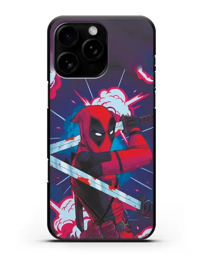 Чехол Дедпул (DeadPool) с катанами силиконовый для iPhone 16 Pro Max
