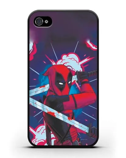 Чехол Дедпул (DeadPool) с катанами силиконовый для iPhone 4/4s