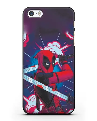 Чехол Дедпул (DeadPool) с катанами силиконовый для iPhone 5/5s/SE