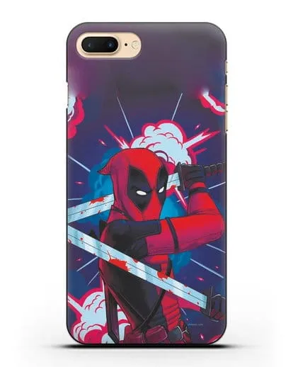 Чехол Дедпул (DeadPool) с катанами силиконовый для iPhone 7 Plus