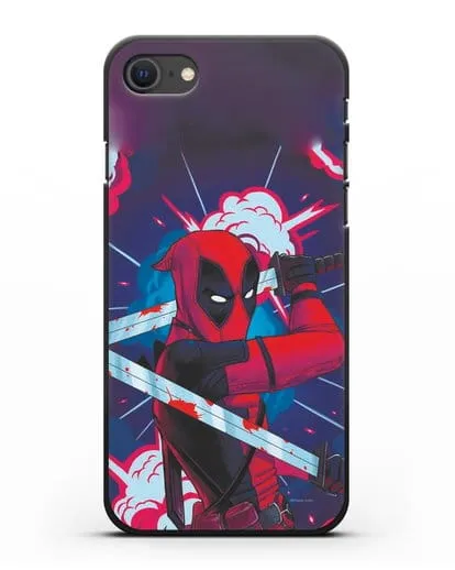 Чехол Дедпул (DeadPool) с катанами силиконовый для iPhone SE 2020