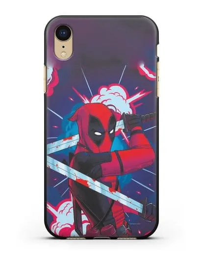 Чехол Дедпул (DeadPool) с катанами силиконовый для iPhone XR