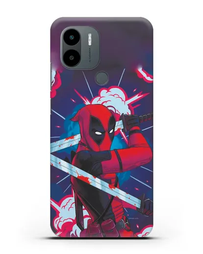 Чехол Дедпул (DeadPool) с катанами силиконовый для Xiaomi Poco C51