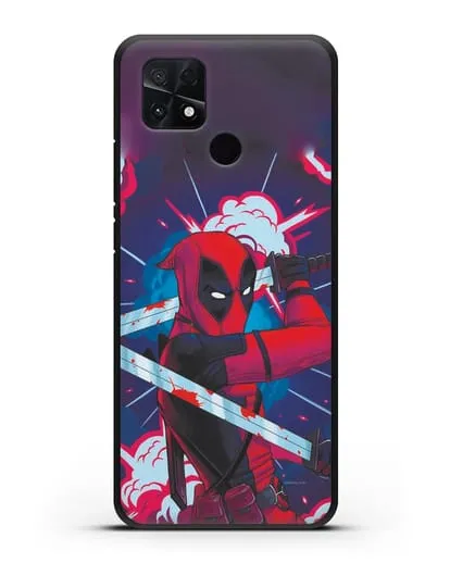 Чехол Дедпул (DeadPool) с катанами силиконовый для Xiaomi Poco C40