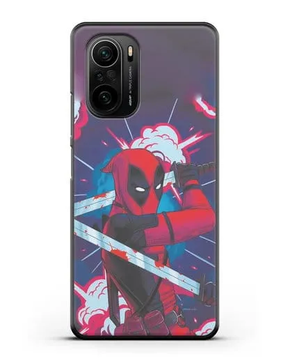 Чехол Дедпул (DeadPool) с катанами силиконовый для Xiaomi Poco F3