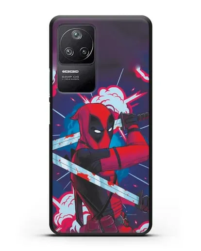 Чехол Дедпул (DeadPool) с катанами силиконовый для Xiaomi Poco F4