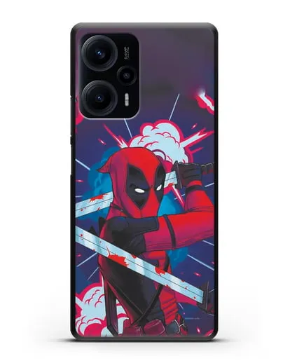 Чехол Дедпул (DeadPool) с катанами силиконовый для Xiaomi Poco F5